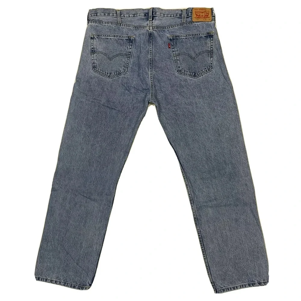 LEVI'S 505 Jeans Mens 42x32 Zipper Fly‎ Straight Fit Blue Denim Light Wash